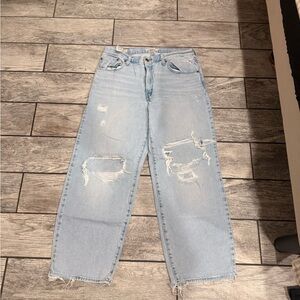Levi's Light Blue Distressed Straight-Leg Jeans